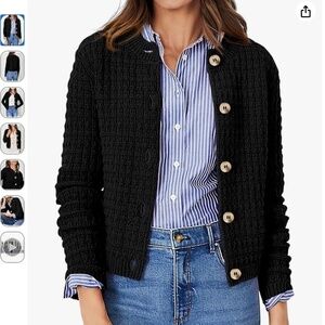 🖤 Black Knit Button-Front Cardigan Sweater | Size L